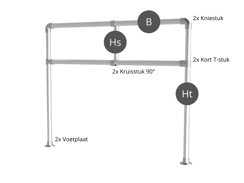 Reclameframe voor spandoek uit buis Ø 33 mm aluminium